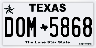 TX license plate DOM5868