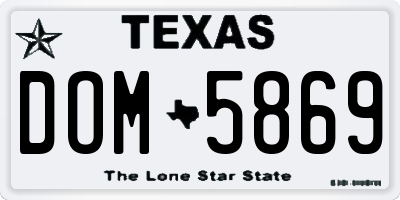 TX license plate DOM5869