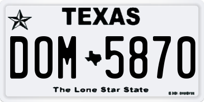 TX license plate DOM5870