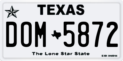 TX license plate DOM5872