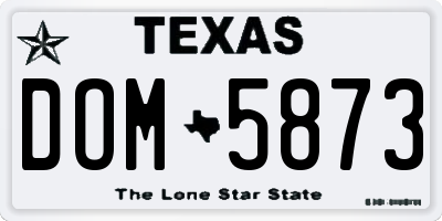TX license plate DOM5873