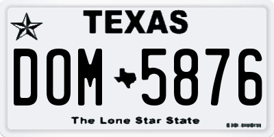 TX license plate DOM5876