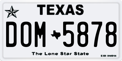 TX license plate DOM5878