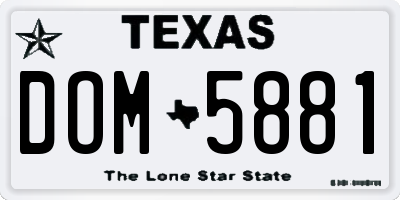TX license plate DOM5881