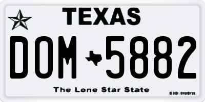 TX license plate DOM5882