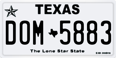 TX license plate DOM5883