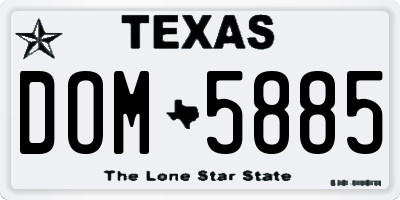 TX license plate DOM5885