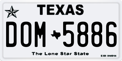 TX license plate DOM5886