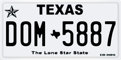 TX license plate DOM5887