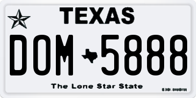 TX license plate DOM5888