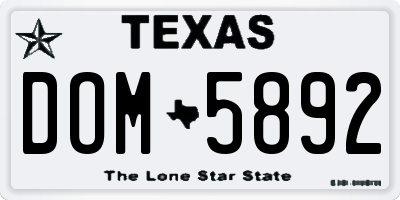 TX license plate DOM5892