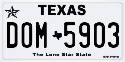 TX license plate DOM5903