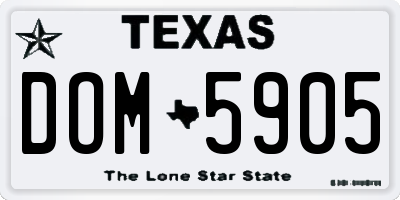 TX license plate DOM5905