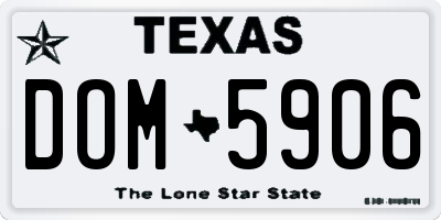 TX license plate DOM5906