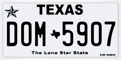 TX license plate DOM5907