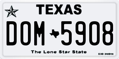 TX license plate DOM5908