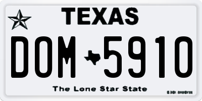TX license plate DOM5910