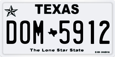 TX license plate DOM5912