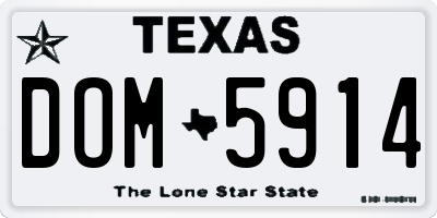 TX license plate DOM5914