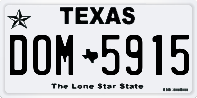 TX license plate DOM5915