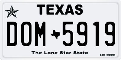 TX license plate DOM5919