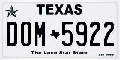 TX license plate DOM5922