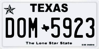 TX license plate DOM5923
