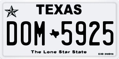 TX license plate DOM5925