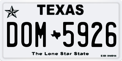TX license plate DOM5926