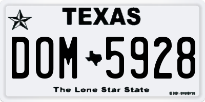TX license plate DOM5928