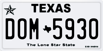 TX license plate DOM5930