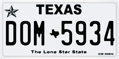 TX license plate DOM5934