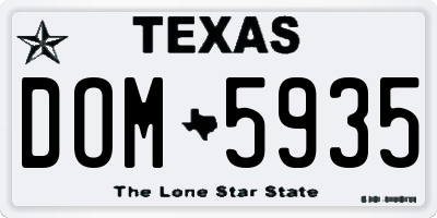 TX license plate DOM5935