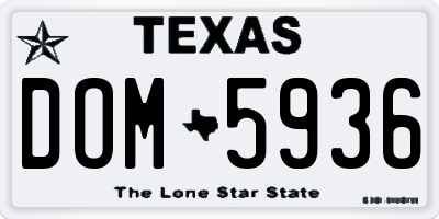 TX license plate DOM5936