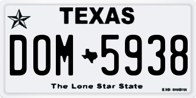TX license plate DOM5938