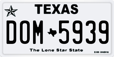 TX license plate DOM5939