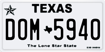 TX license plate DOM5940