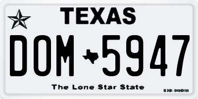 TX license plate DOM5947