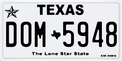 TX license plate DOM5948
