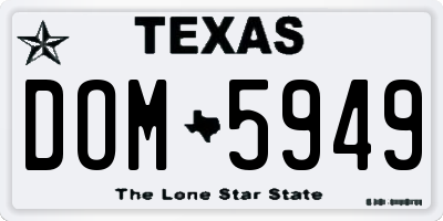 TX license plate DOM5949