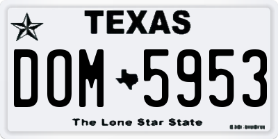 TX license plate DOM5953