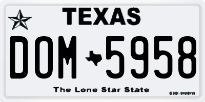 TX license plate DOM5958