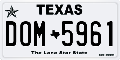 TX license plate DOM5961