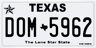 TX license plate DOM5962
