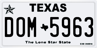 TX license plate DOM5963
