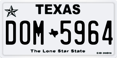 TX license plate DOM5964