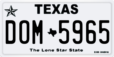 TX license plate DOM5965