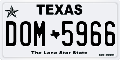 TX license plate DOM5966