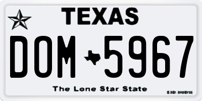 TX license plate DOM5967