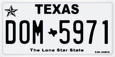 TX license plate DOM5971
